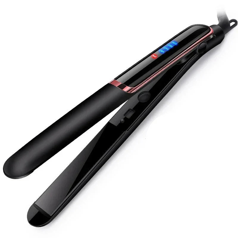 Professional 2-in-1 hair styler: unisex straightener and curler. Anti-frizz technology for salon-quality results.