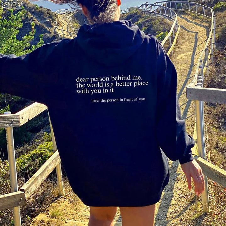 Everyday comfort women's pullover hoodie, "Create Your Own Future" graphic.