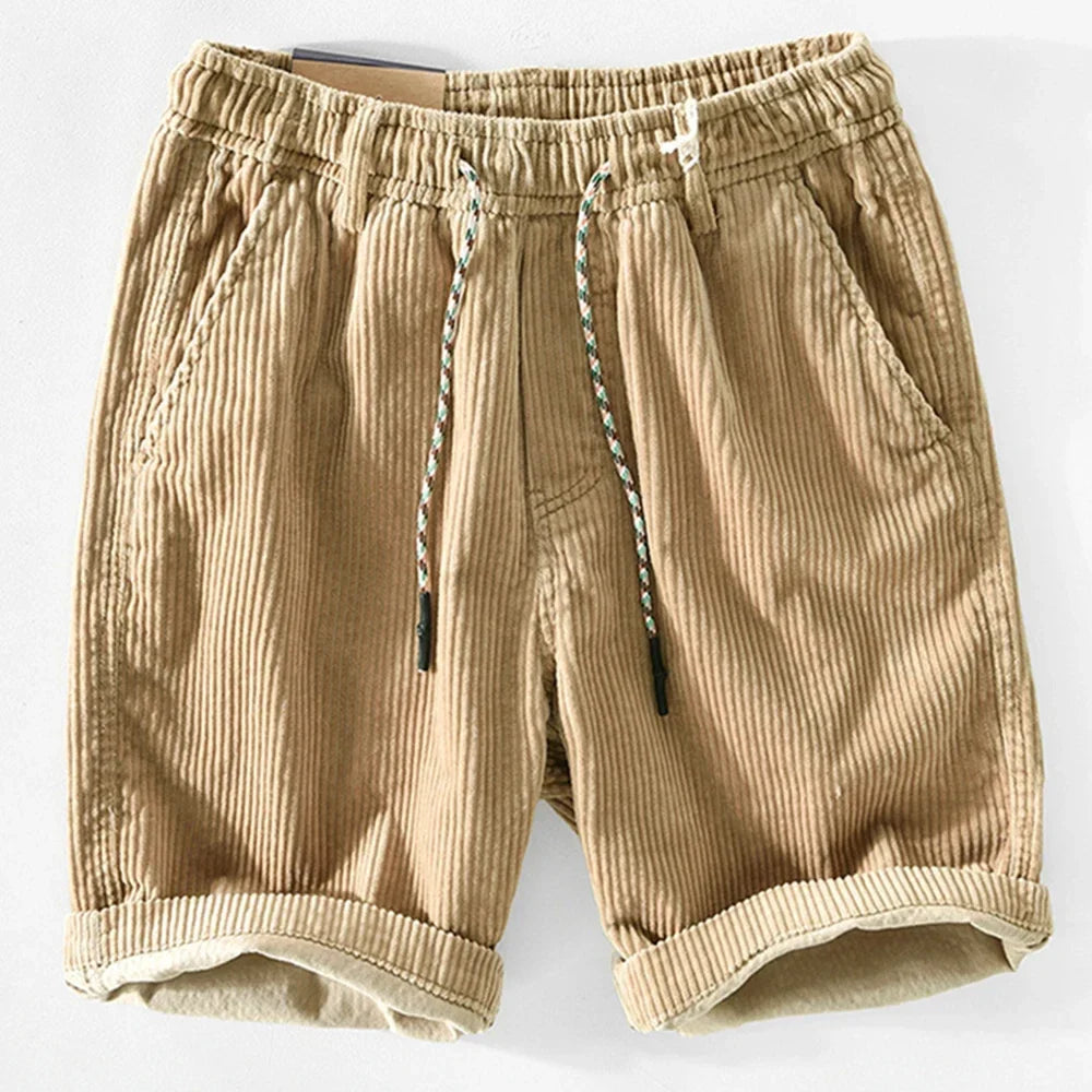 Men's textured corduroy shorts, a casual summer essential for comfortable, versatile daily fashion.