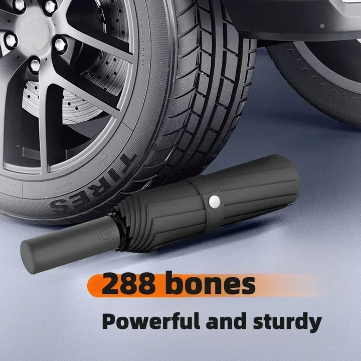 Robust windproof automatic folding umbrella, offers superior UV protection & rain defense. Perfect travel gear.
