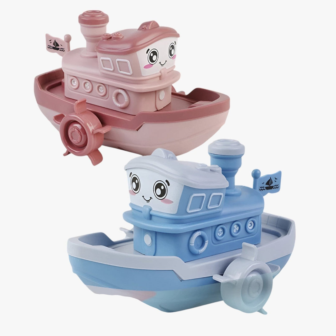 Durable wind-up bath boat, an interactive children's toy designed for endless water fun and imaginative play.