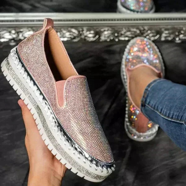 Soft women's comfortable loafers with an elegant design. Slip-on walking shoes for everyday ladies fashion.