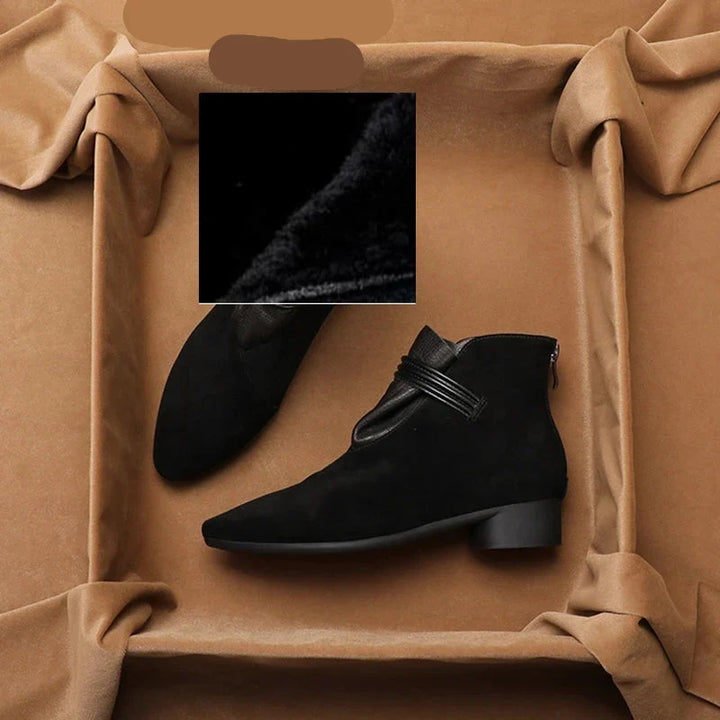 Grey comfortable women's low heel ankle booties, ideal for versatile everyday casual fashion.