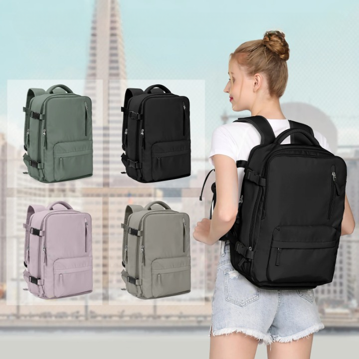 Stay organized with this unisex cabin travel backpack, featuring shoe & wet bag. Perfect carry-on for flights & trips.