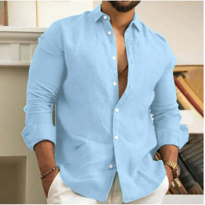 Classic men's long sleeve casual button down shirt. Versatile menswear for a modern, relaxed look.