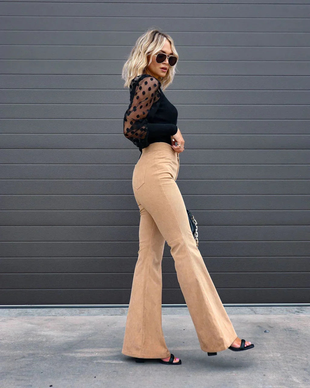 Breezy high-waist flare pants for women, ideal for a chic and comfortable summer fashion statement.