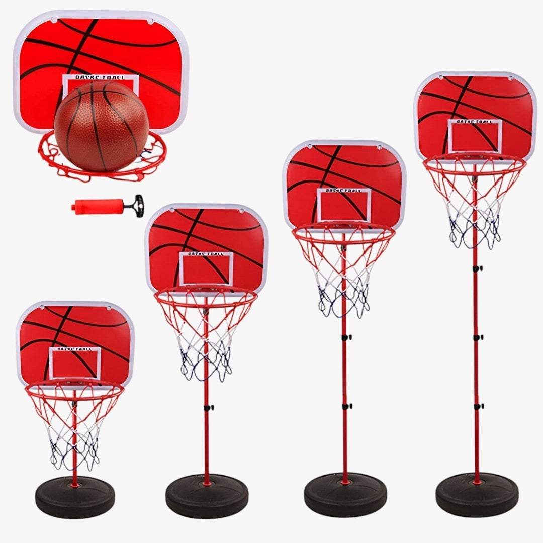 Adjustable basketball hoop for kids, ideal for growing toddlers & children, enhances motor skills.