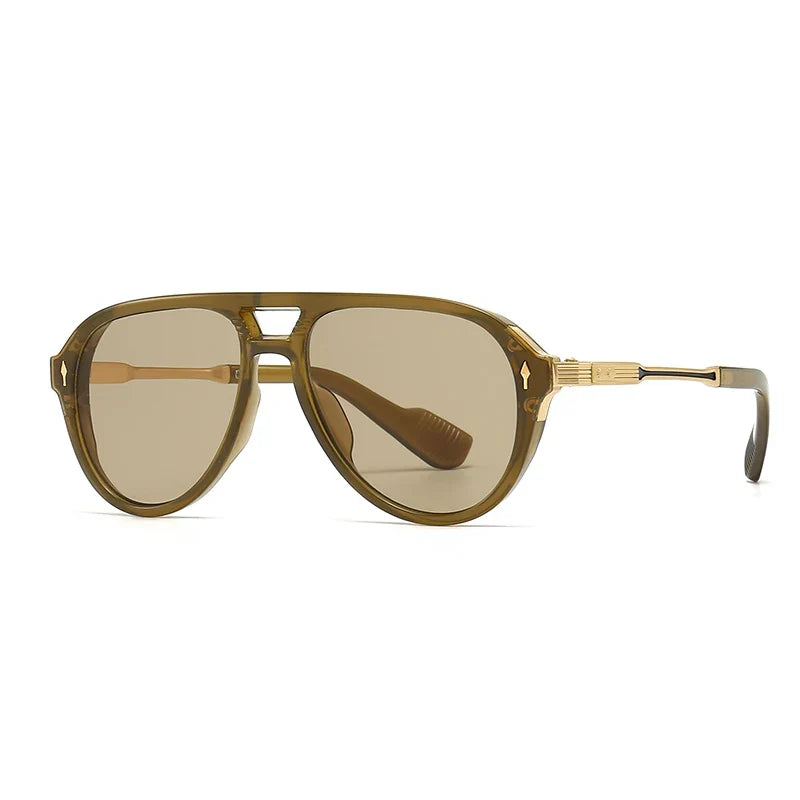 Women's chic jade retro aviator sunglasses, perfect for a fashionable 70s style look. Oversized eyewear.