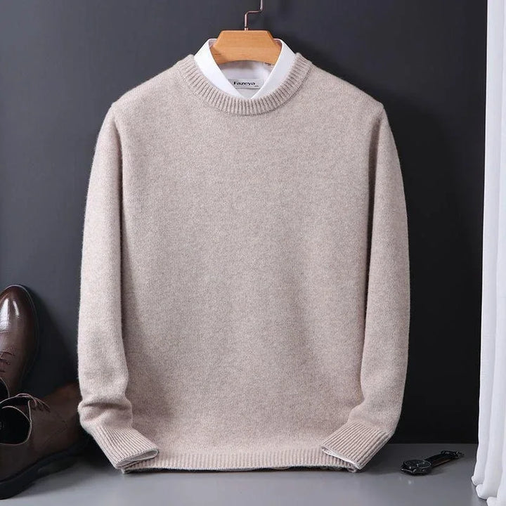 Stylish men's warm knit pullover, a practical long sleeve sweater for versatile winter wear.