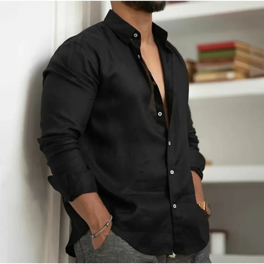 Stylish men's long sleeve button down shirt, perfect for office, weekend, or casual outings. Modern classic.