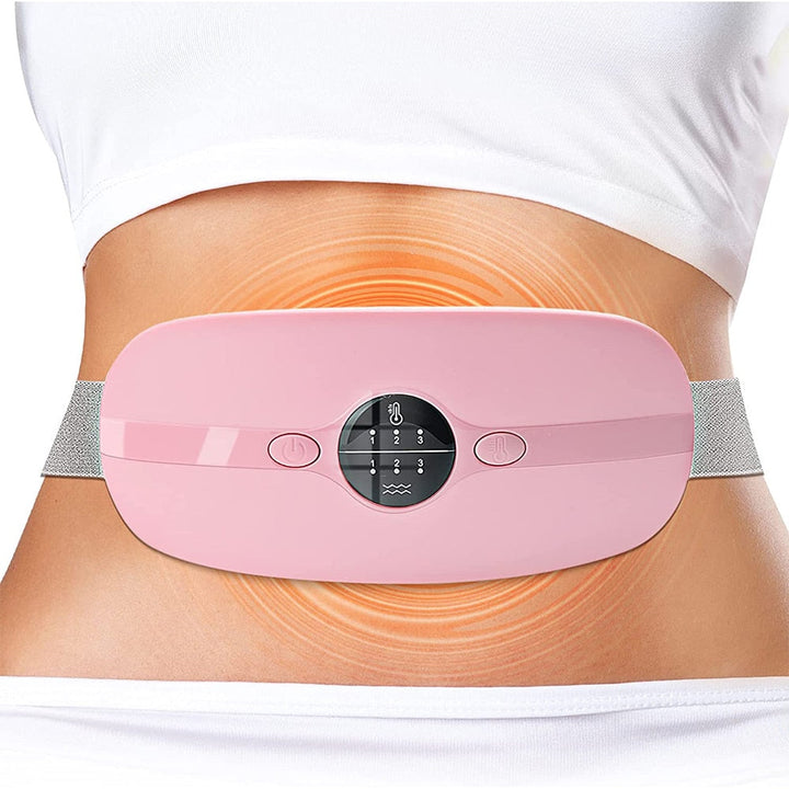 Adjustable heated waist wrap for men & women, offering portable heat and vibration for back & core pain.