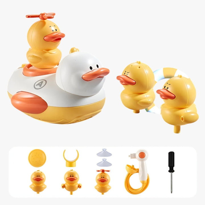 Kids' Interactive Fountain Duck Bath Toy, yellow, spouting water for toddler splashing fun.