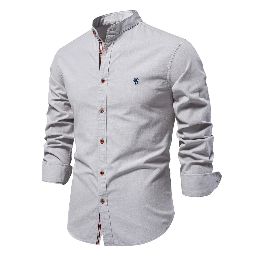 Slim fit men's button-down dress shirt. Long sleeve casual shirt for a sharp, modern look. Men's apparel.