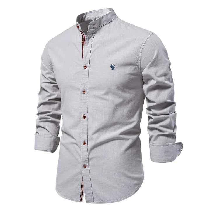 Slim fit men's button-down dress shirt. Long sleeve casual shirt for a sharp, modern look. Men's apparel.