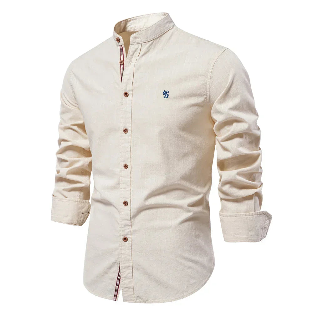 Versatile men's long sleeve button-down shirt. Slim fit for casual or dressy occasions, enhancing men's fashion.