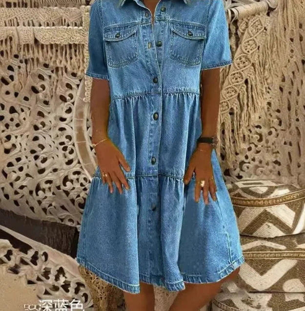Chic women's bohemian casual dress, offering comfortable everyday wear and versatile attire.
