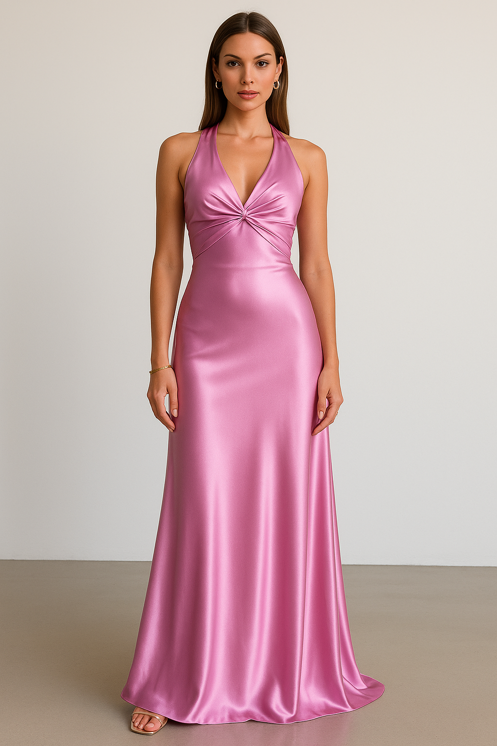 Beautiful women's halter neck maxi dress, perfect formal wear for prom or special occasions.