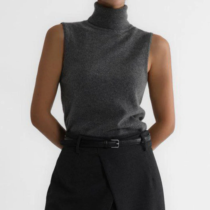 Versatile women's high-neck tank top, an elegant choice for casual or dressed-up occasions.
