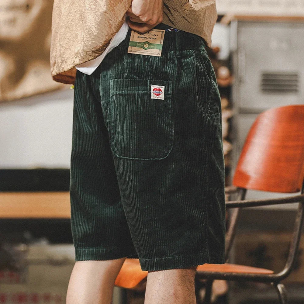 Comfortable men's casual corduroy shorts, designed for summer outings, beach days, and relaxed style.