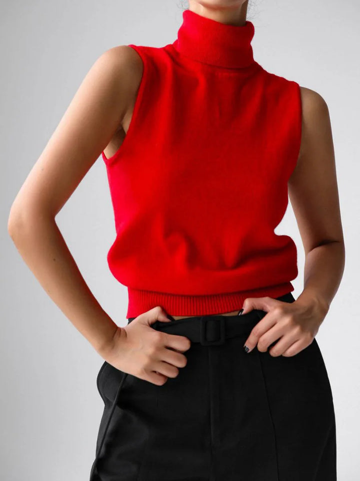Sophisticated women's high-neck tank, an essential piece for elegant layering.