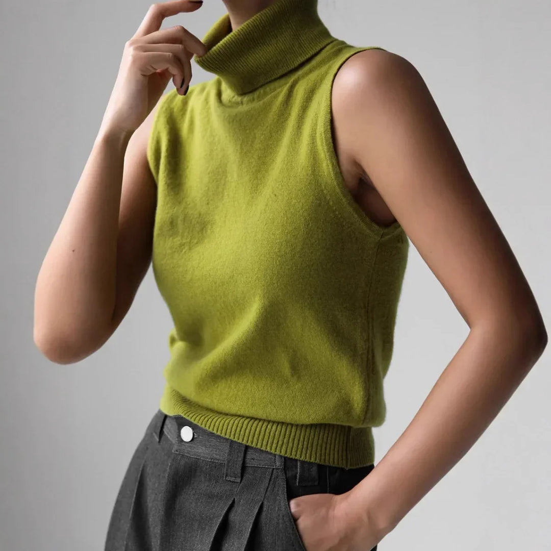 Sophisticated women's tank top featuring a high neck and sleek sleeveless design.