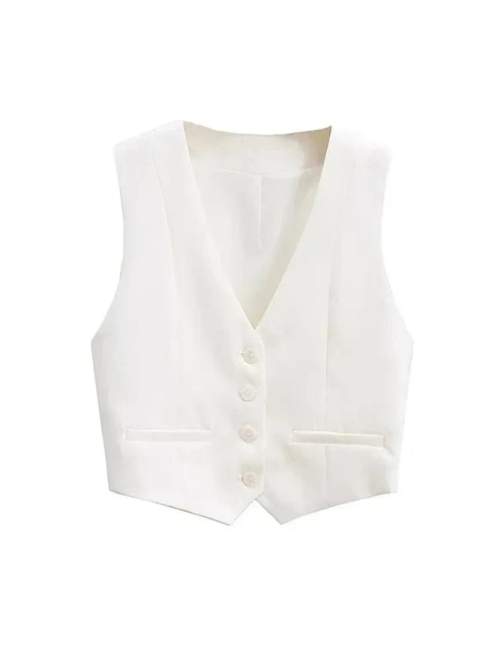 Sophisticated women's tailored vest, a versatile layering piece for modern women's apparel.