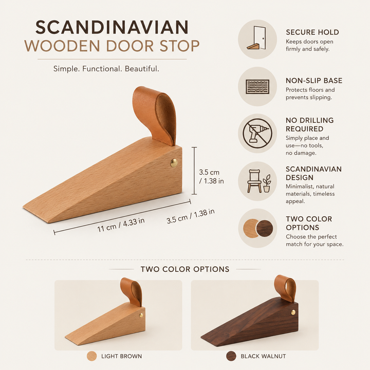 Entryway solution: sleek Scandinavian design door stop, offering wall protection & functional decor for homes.
