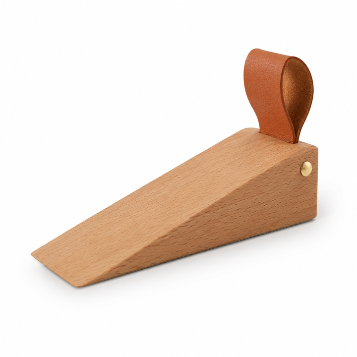 Modern home accent door stop, elegant Scandinavian design providing wall protection for contemporary interiors.