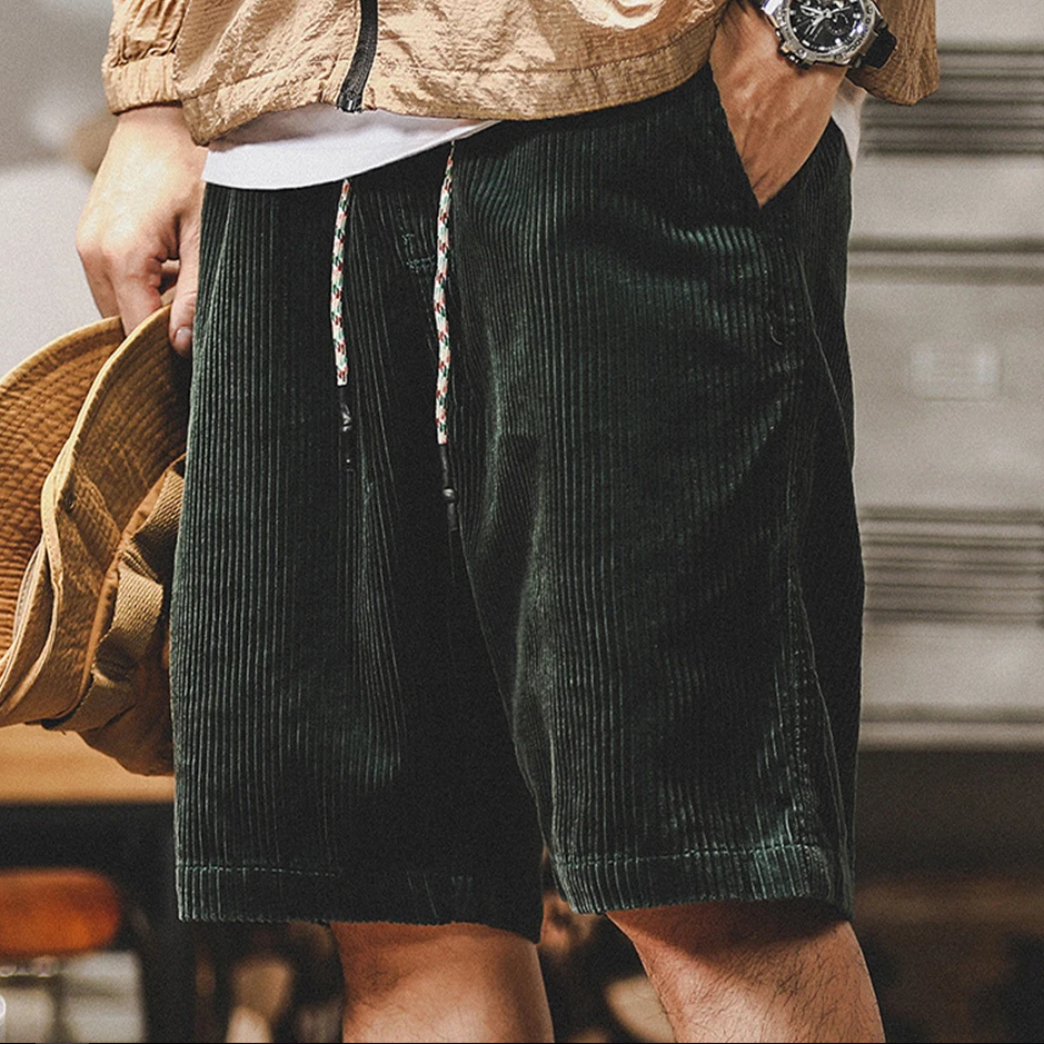 Relaxed fit men's corduroy shorts, ideal for casual summer days, beachwear, and daily fashion.