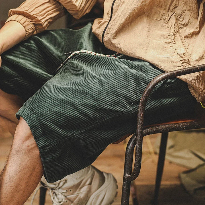 Men's casual corduroy chino shorts, perfect for summer comfort and relaxed daily wear.