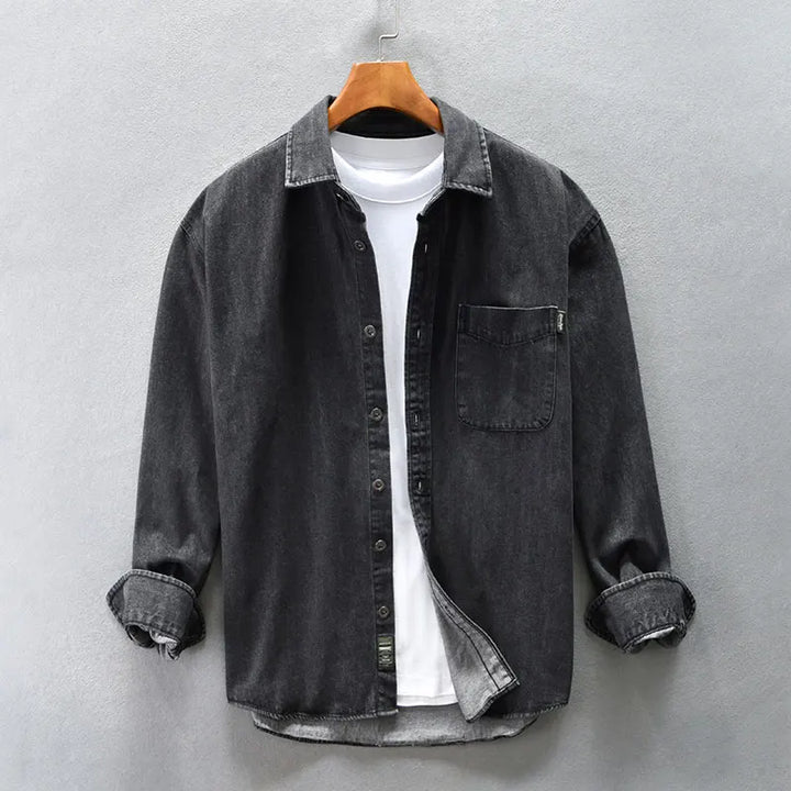 Men's warm layering shirt jacket, button-up, for casual outdoor comfort & everyday wear.