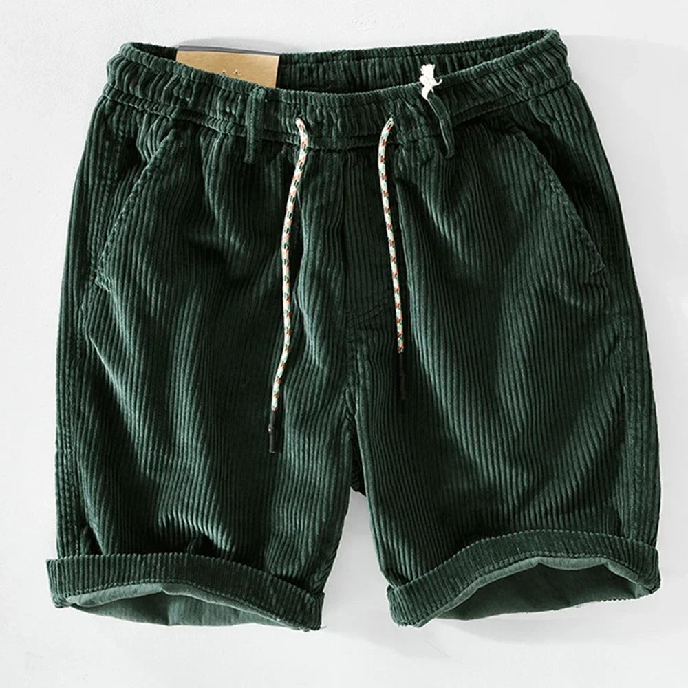 Stylish men's summer corduroy chino shorts, perfect for a relaxed fit, daily wear, and beach fashion.