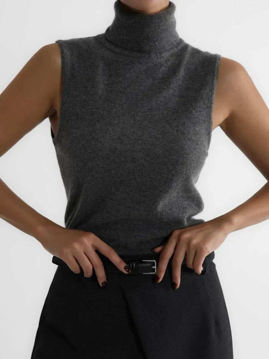 Elegant women's casual turtleneck tank, a comfortable and chic layering option.