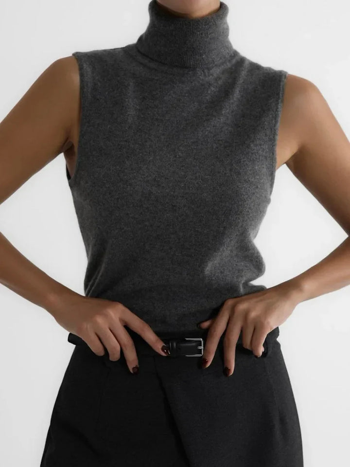 Elegant women's casual turtleneck tank, a comfortable and chic layering option.