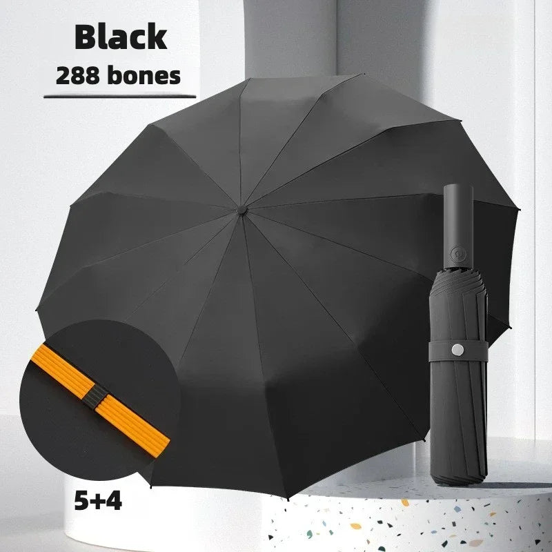 Automatic folding umbrella, windproof & UV protective, quick-open/close for instant rain or sun shelter.
