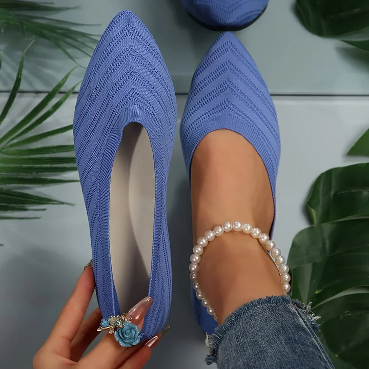 Breathable pointed toe ballet loafers, women's chic slip-on flats with comfortable insoles.