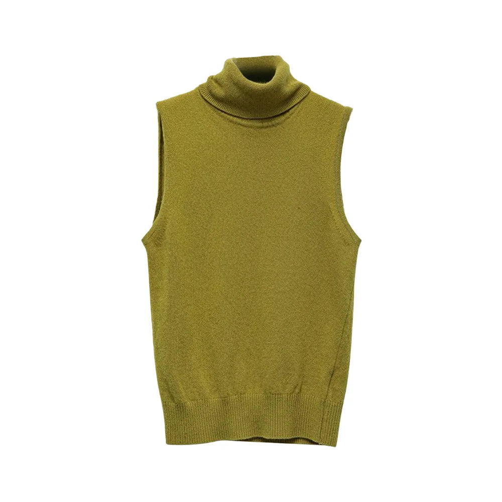 Fashionable women's tank top with a sophisticated high neck and sleeveless cut.