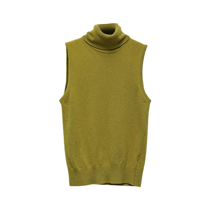 Fashionable women's tank top with a sophisticated high neck and sleeveless cut.
