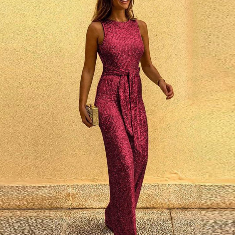 Elegant women's jumpsuit, perfect one-piece for sophisticated evening wear & party outfits. Timeless style & comfort.