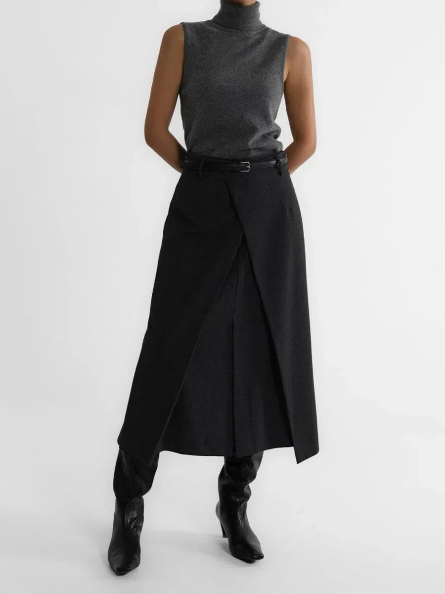 Chic women's layering tank top, designed with a stylish turtleneck and sleeveless cut.