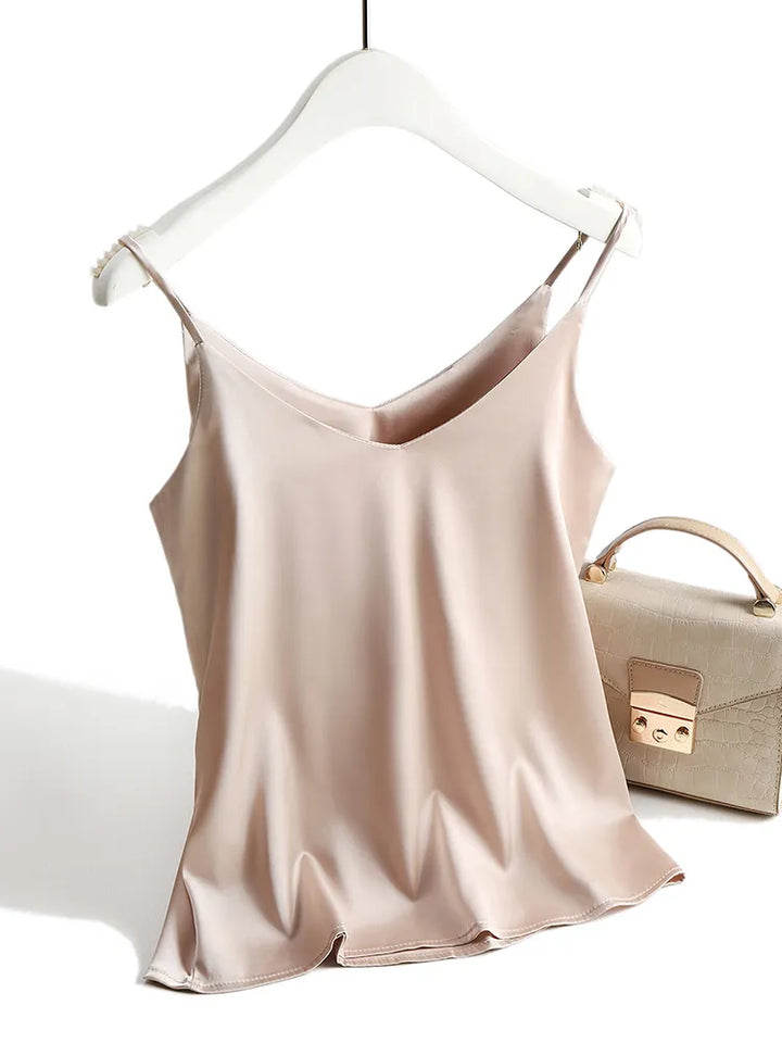 Casual elegant V-neck tank top for women, smooth fabric and comfortable daily wear.