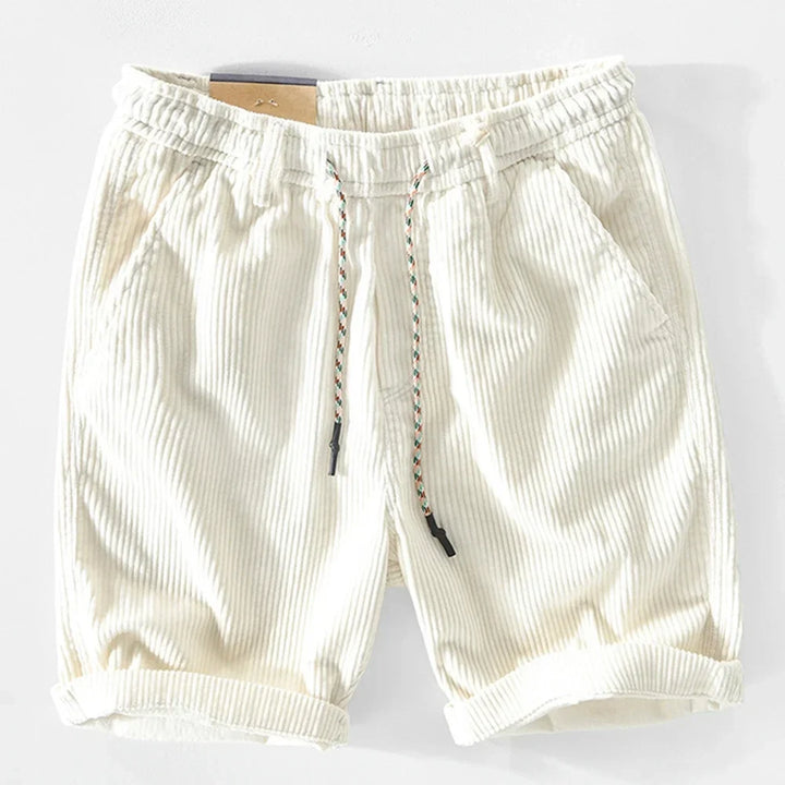Durable men's corduroy shorts, blending chino style with summer comfort for casual everyday wear.