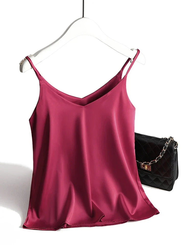 Women's elegant V-neck camisole tank top, perfect for chic layering.