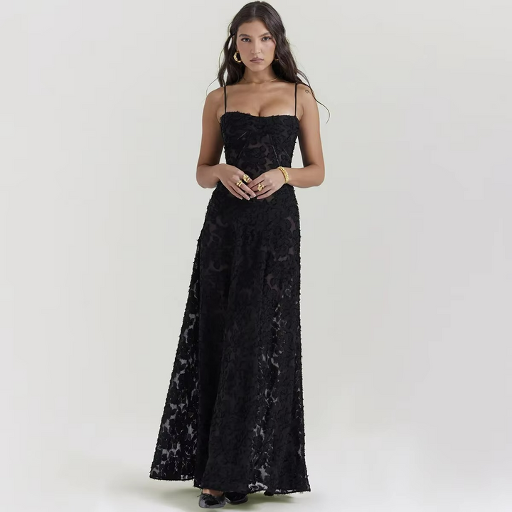 Women's elegant floral print maxi dress, a stylish formal wear option for special events.