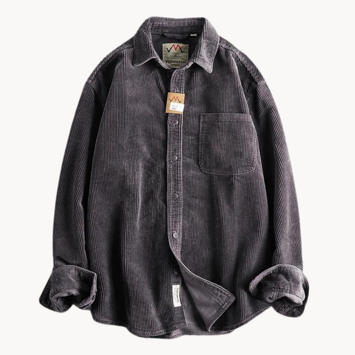 Comfortable men's long sleeve button-up overshirt, a stylish everyday jacket for casual wear and layering.