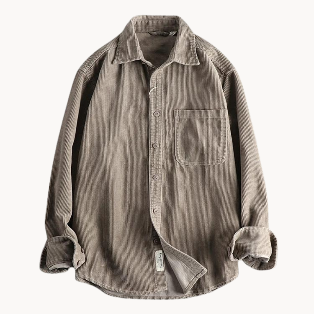 Black men's versatile button-up long sleeve overshirt jacket, perfect for casual layering & warmth.
