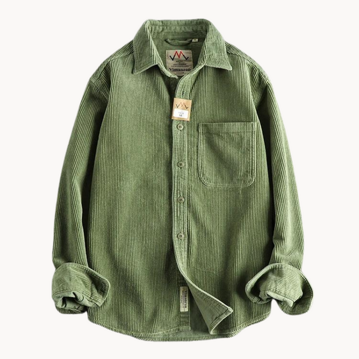Green men's stylish button-up long sleeve overshirt jacket, a perfect casual outer layer for any season.