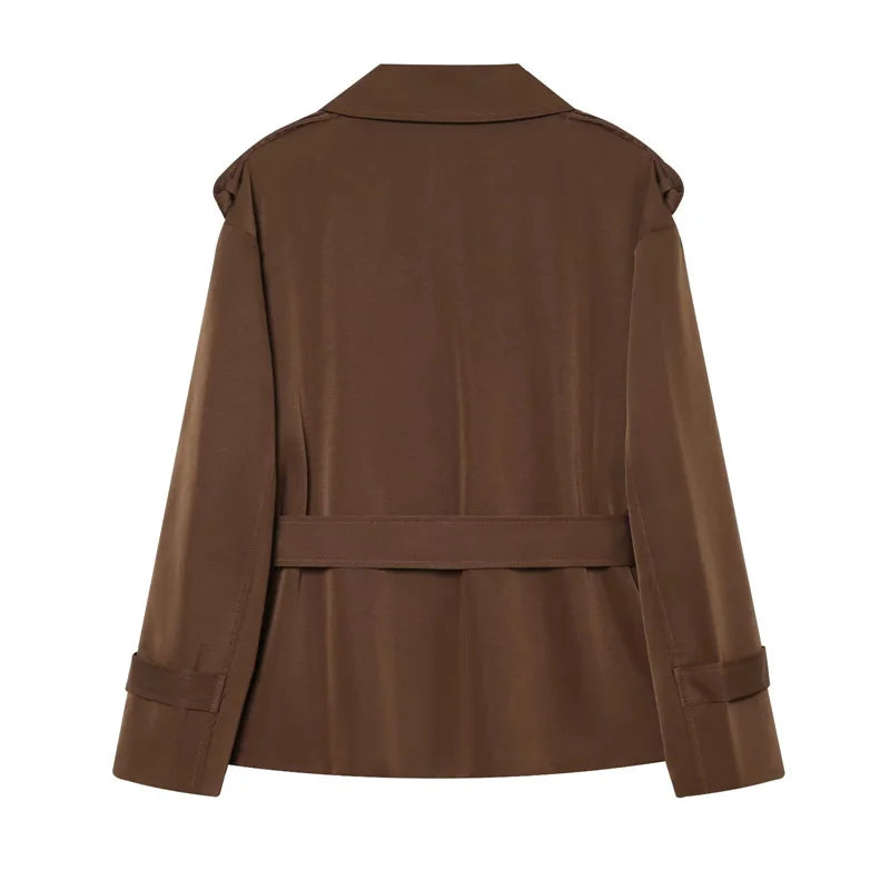 Everyday elegant: women's short trench coat with a flattering belt.