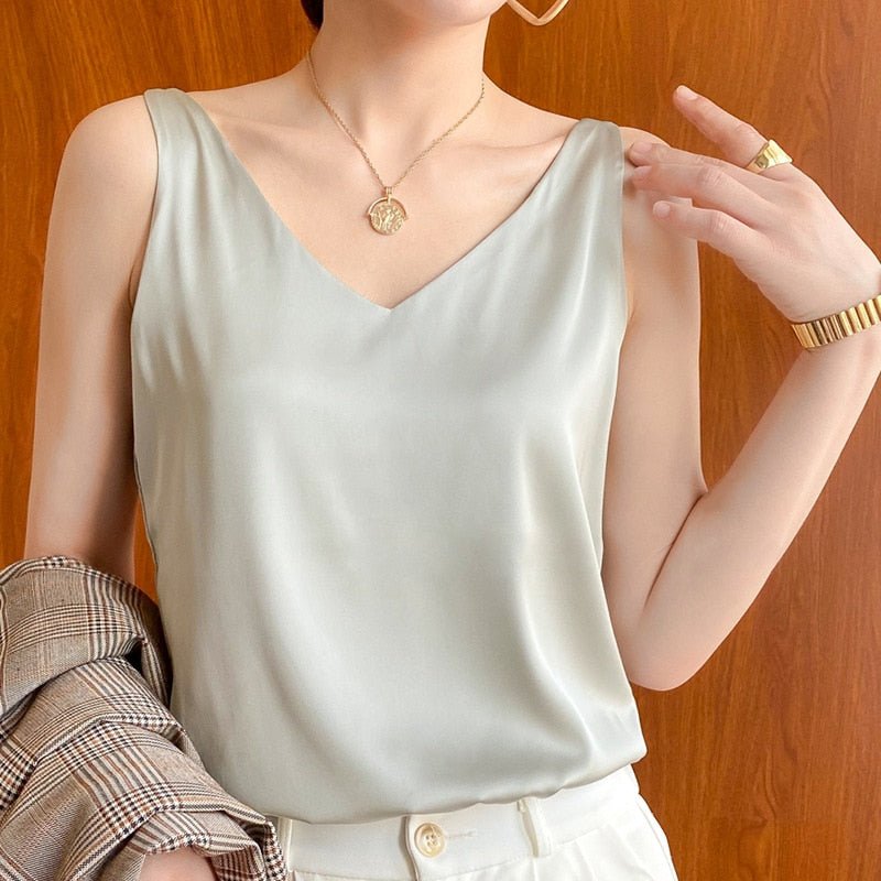 Premium women's sleeveless tank top, designed for luxurious feel, breathability, and versatile styling.