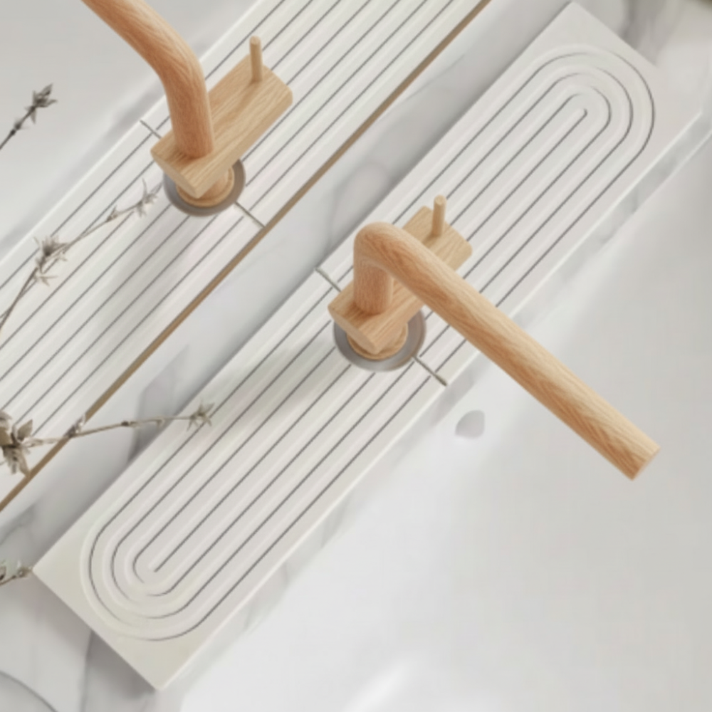 Natural diatomite stone drying mat, quickly absorbs water around kitchen/bathroom faucets.